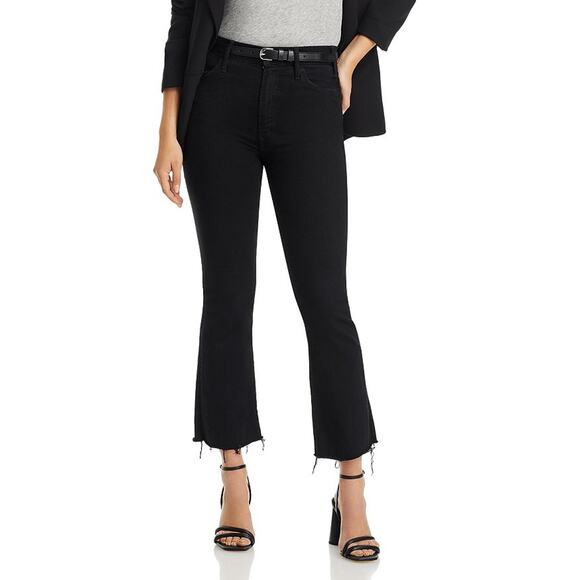 MOTHER Denim - Mother 'The Lil Hustler' Black Cotton Petites Ankle High Rise Cropped Bootcut
